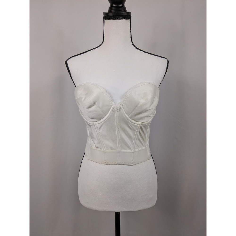 Adonna Vintage Bustier 38C Strapless Bra Burlesque Goddess Angelcore White A054